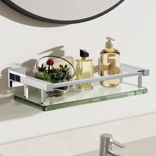 Miniatura 13 de Alise Estantes de baño, estante de vidrio dorado para baño, estantes flotantes modernos, 20 pulgadas Dorado y Negro