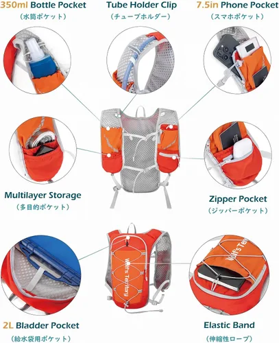 Miniatura 3 de TRIWONDER Mochila de hidratación para correr, chaleco de agua ligero para hombres y mujeres, paquete de agua de hidratación para ciclismo, correr