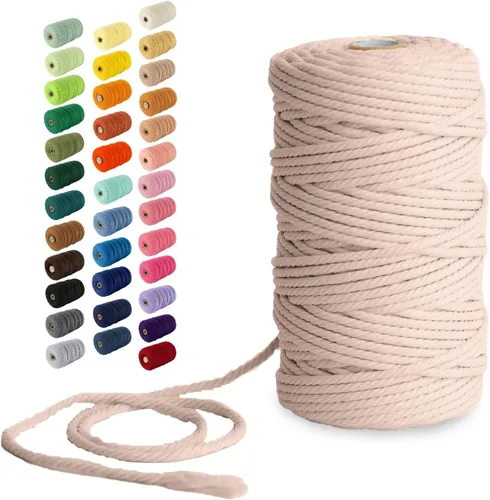 Miniatura 144 de Nook Theory - Cuerda de macramé de 3 mm, 220 yardas de cuerda de algodón, hilo de 4 mm y 5 mm, cuerda para manualidades, perfecta para colgantes