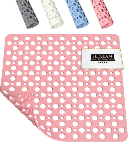 Miniatura 12 de HITSLAM - Alfombrilla de ducha antideslizante, 21 x 21 pulgadas, alfombrilla de baño cuadrada para bañera antideslizante con ventosas y agujeros