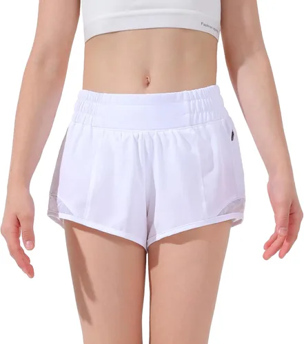 Aurefin Pantalones cortos deportivos para niñas, pantalones cortos ligeros para correr para adolescentes, niñas, pantalones cortos deportivos con