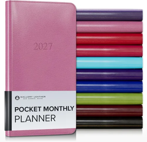Miniatura 119 de Gallery Leather Agenda Mensual Grande 2025-2026, Elegantemente Encuadernada Planificador de Calendario y Cuaderno con Elegantes Bordes Dorados, 18