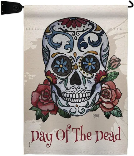 Miniatura 12 de Bandera de arpillera para jardín del Día de los Muertos, fiesta mexicana, otoño, pequeño regalo, decoración para patio, casa, de doble cara