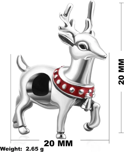 Miniatura 2 de SOUKISS Dijes de reno de Navidad de plata de ley 925, Papá Noel, adornos de calcetines para pulsera