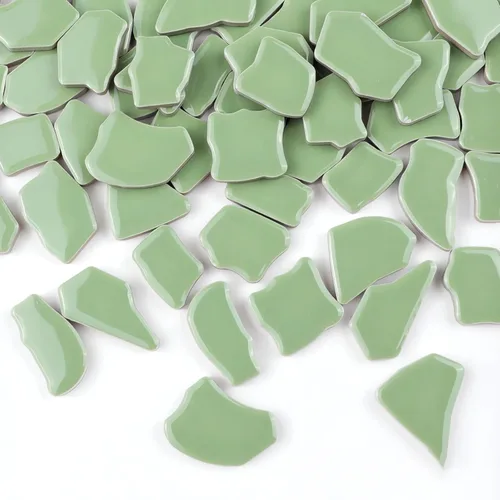 Miniatura 7 de PINUO&KE Azulejo de mosaico de cerámica irregular con pegamento de 0.99 libras para adultos y niños, hecho a mano, para baño, cocina, decoración