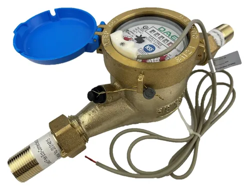 Miniatura 34 de DAE Medidor de agua caliente sin plomo MJ-75R NTEP, acoplamientos NPT de 3/4", salida de pulso, galón