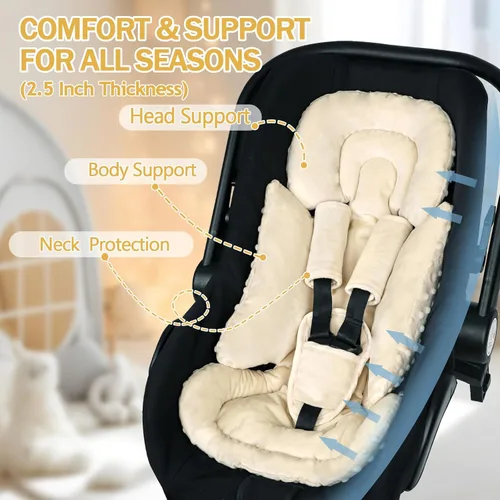 Miniatura 4 de Inserto de Asiento de Coche para Bebé Niño Niña, Inserto de Asiento de Coche 3 en 1 para Recién Nacido con Almohadillas y Correas, Respaldo