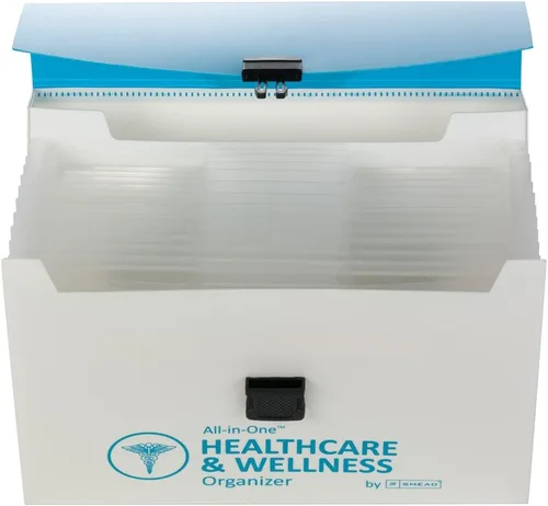 Miniatura 3 de Smead Organizador de salud y bienestar todo en uno, 13 bolsillos, tamaño carta, cierre de pestillo, blanco y verde azulado (92012) (paquete de 4)