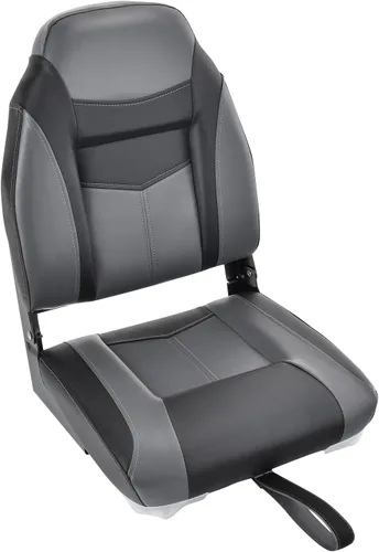 GYMAX Asientos de barco plegables con respaldo bajo/alto con tornillo de acero inoxidable incluido, sillas plegables de capitán de barco para pesca
