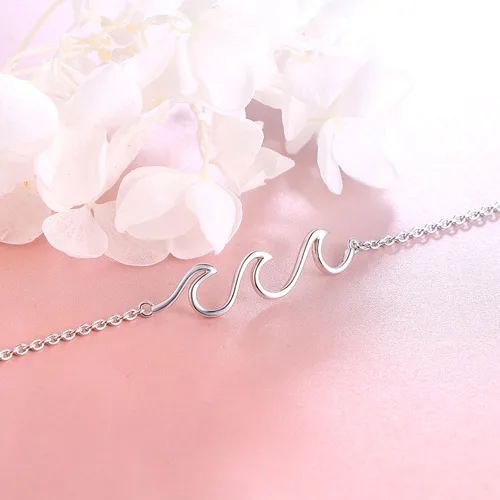 Miniatura 4 de Tobillera ondulada para mujer, de plata de ley S925, ajustable, con estrellas de mar en capas, océano, playa, mar, tobillera