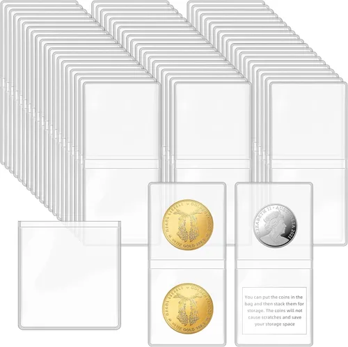 Miniatura 9 de Vmiapxo Paquete de 100 fundas para monedas de un solo bolsillo, soportes protectores de monedas de plástico transparente de 2 x 2 pulgadas