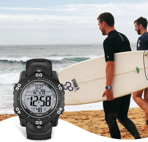 Miniatura 3 de F.ZEGAO Men Digital Sports Watch, 100M Diving Grade Waterproof Watch with Stopwatch Countdown Timer Alarm Function Dual Time Silicone Strap Wrist