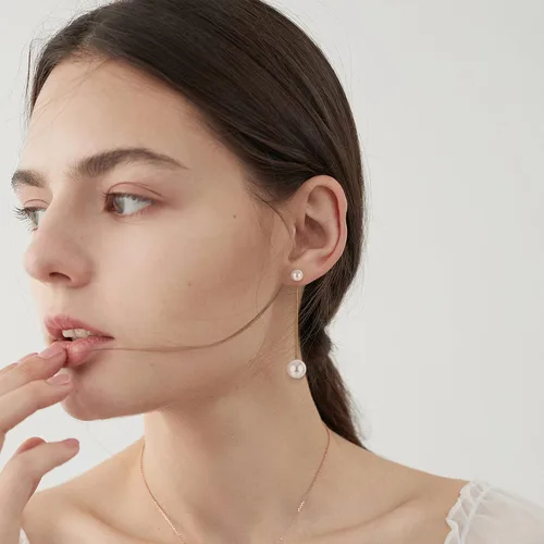 Miniatura 4 de UBGICIG 13 pares de aretes de perlas para mujer, aretes de aro de perlas ligeros, aretes de perlas circulares, aretes colgantes largos de perlas