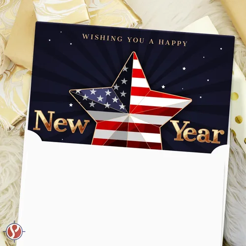 Miniatura 5 de 2026 Wishing You A Happy New Year - Tarjetas de felicitación y sobres plegables de Navidad americana, tarjetas navideñas patrióticas de Estados