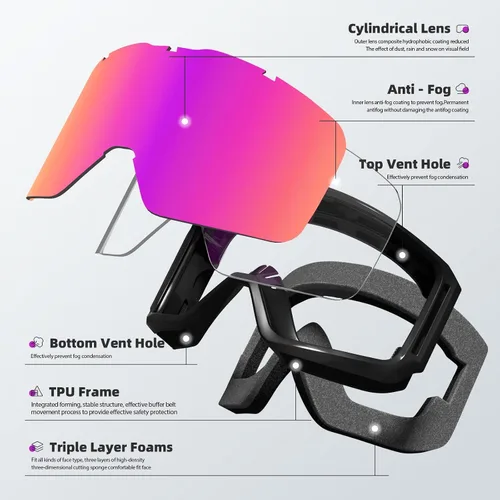 Miniatura 4 de Gafas de esquí y snowboard para hombres, mujeres y jóvenes, protección OTG 100% UV