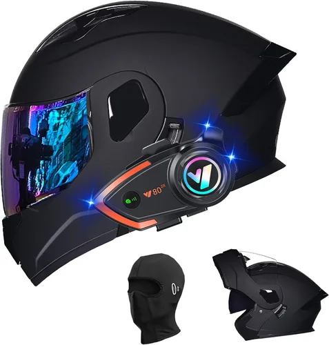 Miniatura 33 de Cascos de motocicleta para hombre, aprobado por DOT, casco de motocicleta de cara completa para adultos, casco de motocicleta con doble visera, D