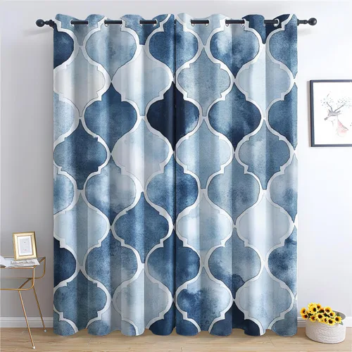 Miniatura 11 de Cortinas hexagonales blancas y negras, cortinas opacas geométricas para dormitorio, cortinas de ventana modernas, cortinas abstractas llamativas