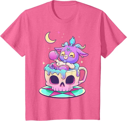 Miniatura 41 de Kawaii Pastel Goth Cute espeluznante Pentáculo Baphomet - Camiseta de cabra, Negro