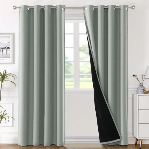 Miniatura 11 de H.VERSAILTEX Paneles de cortina 100% opacas de 45 pulgadas de largo, con aislamiento térmico, cortinas opacas con forro para dormitorio, dos capas