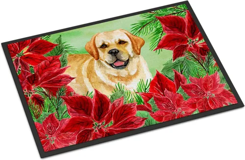 Miniatura 126 de Caroline's Treasures CK1311MAT Cavalier Spaniel Poinsettas - Felpudo de 18 x 27 pulgadas, tapete para puerta delantera, interior y exterior