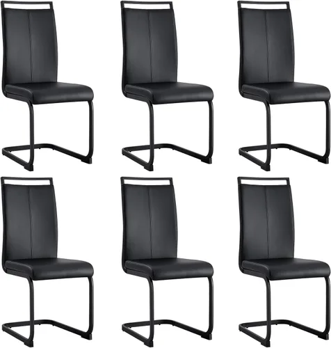 Miniatura 20 de gopop Juego de sillas de comedor, sillas modernas de metal con asiento acolchado de piel sintética, respaldo alto y patas cromadas resistentes, claro
