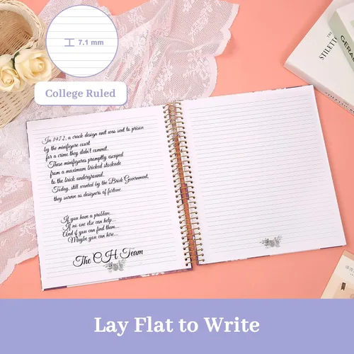Miniatura 4 de CAGIE Cuaderno en espiral de tapa dura 8.5 x 11, cuaderno en espiral floral de 200 páginas con bolsillos, cuadernos encuadernados en espiral grandes