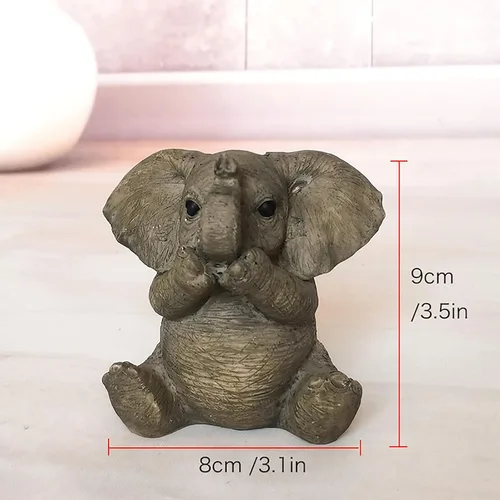 Miniatura 2 de 3 estatuas de elefante bebé de resina, adornos de elefantes para decoración del hogar, sala de estar, oficina, ver no mal, escucha no mal, no hablar