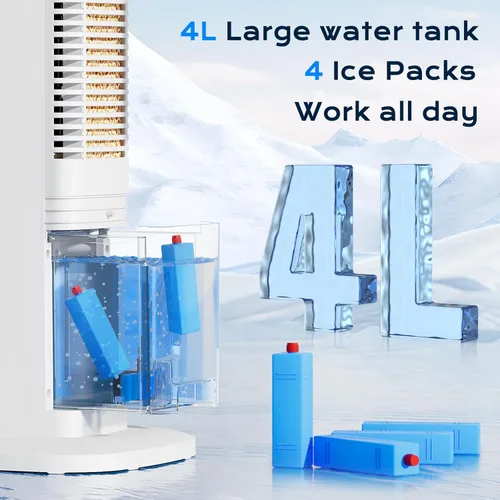 Miniatura 5 de Aire acondicionado portátil 3 en 1 para habitación, enfriador de aire evaporativo, 4 modos, 3 velocidades/temporizador de 24 horas, unidad de CA