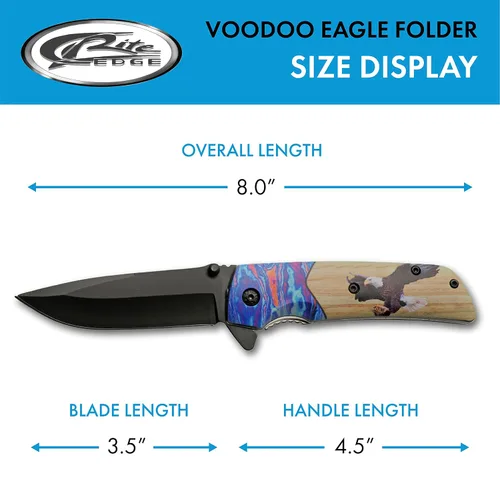 Miniatura 3 de SZCO Supplies 8" Eagle Printed Asistido Open Liner Lock EDC cuchillo plegable al aire libre, marrón (300564-EG)