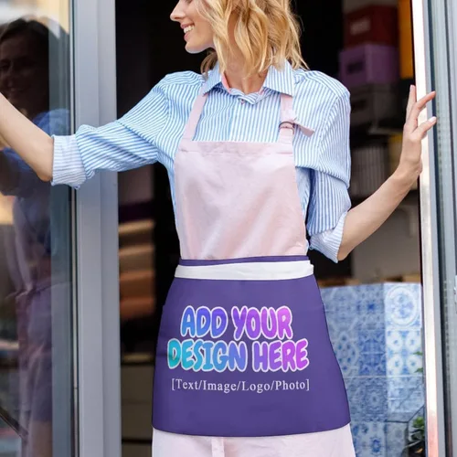 Miniatura 275 de AXKEUDO Delantal personalizado con bolsillos, delantales de cintura para camarera para cocinar en casa, restaurante, servir trabajo