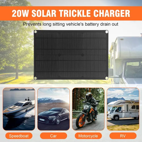 Miniatura 5 de Cargador de batería de panel solar de 20 W 12 V, kit de alimentación de panel solar de 12 V con cables de conversión SAE para automóvil, RV, barco