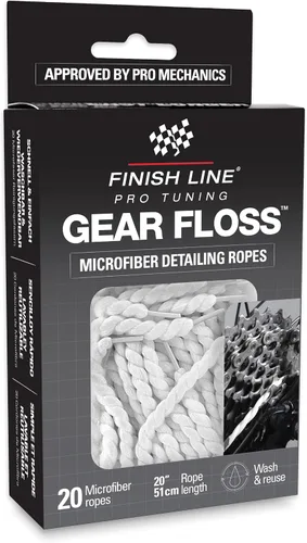 Finish Line Gear Floss - Cuerda de limpieza de microfibra (paquete de 20 cuerdas de microfibra) | herramientas de limpieza de bicicletas