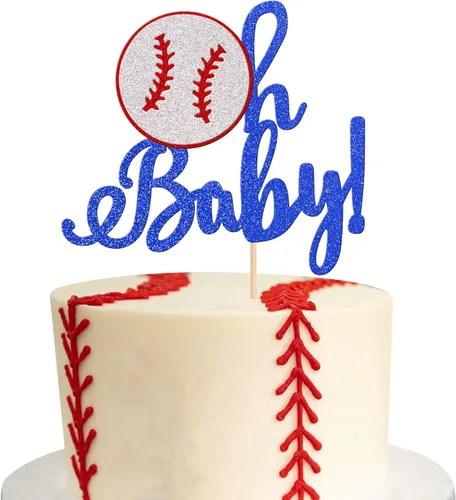 Miniatura 9 de 24 piezas de decoración de cupcakes de béisbol con purpurina para jugadores de béisbol temáticos deportivos para temática de béisbol, baby shower