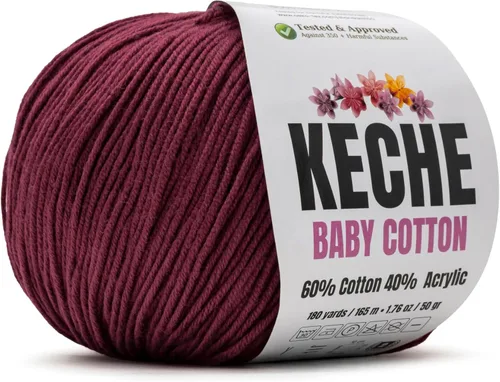 Miniatura 126 de Keche Hilo de algodón, 60% algodón, 40% hilo acrílico, hilo de algodón suave para crochet y tejer, hilo amigurumi, 1 madeja/bola, 1.76 onzas (50g)