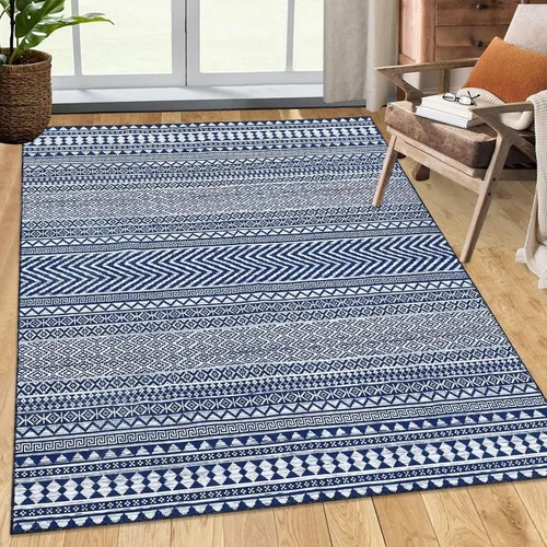 Miniatura 12 de COZYLOOM Tapete geométrico bohemio de 2 x 4 pulgadas, lavable a máquina, vintage, de felpilla marroquí, para interiores, antideslizante, cocina