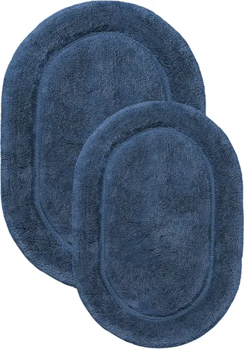 Miniatura 13 de Superior Juego de 2 alfombras de baño antideslizantes, ultra afelpadas, suaves y absorbentes, 100% algodón peinado, juego de alfombras de baño