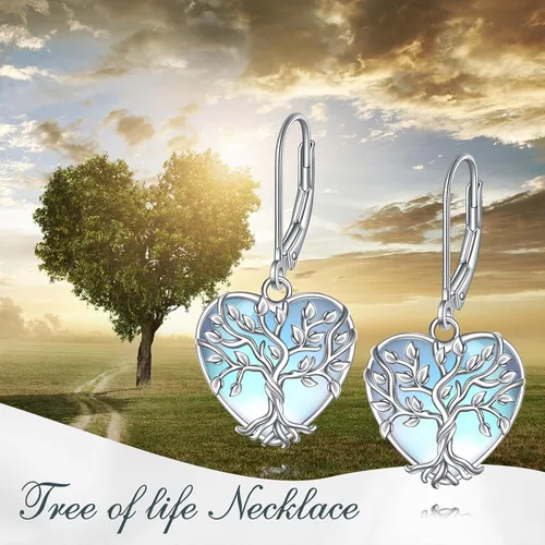 Miniatura 233 de Aretes colgantes con forma de lágrima de filigrana de piedra lunar de plata de ley 925 con cierre de palanca para mujer, regalos de joyería