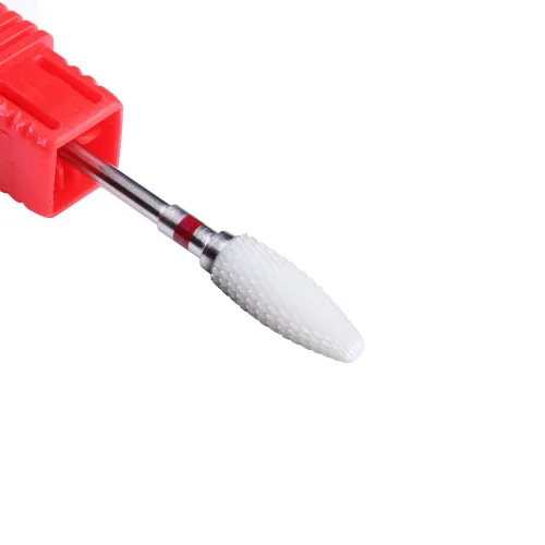 Miniatura 5 de Broca de cerámica de grano grueso para uñas, broca de archivo de cono de cerámica blanca, herramienta de arte de uñas de gel estilo llama 3/32