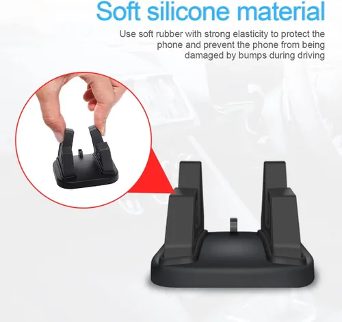 Miniatura 4 de Soporte para teléfono de coche, soporte de teléfono de silicona giratorio de 360° para salpicadero de coche con ranura para cable, compatible