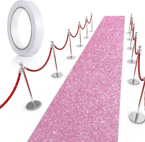 Miniatura 16 de Tatuo Alfombra de pasillo de 2.46 x 30 pies, grosor de 55 GSM con cinta para alfombra para baile de graduación, boda, exterior, interior, pasillo