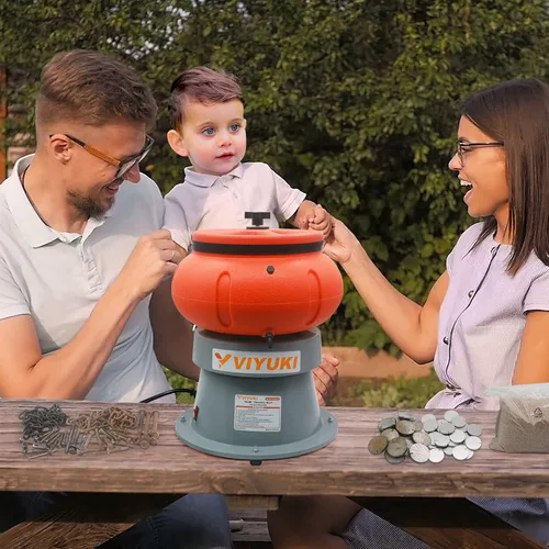 Miniatura 6 de Vaso de pulido vibratorio eléctrico de 18 libras - Máquina de pulido para partes metálicas (18 libras y medio de cáscara de nuez)