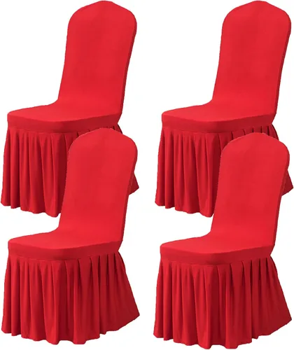 Miniatura 15 de Dimatic Juego de 2 fundas elásticas para sillas de comedor, fundas Parsons con falda, de elastano súper ajuste, funda protectora de asiento para Azul