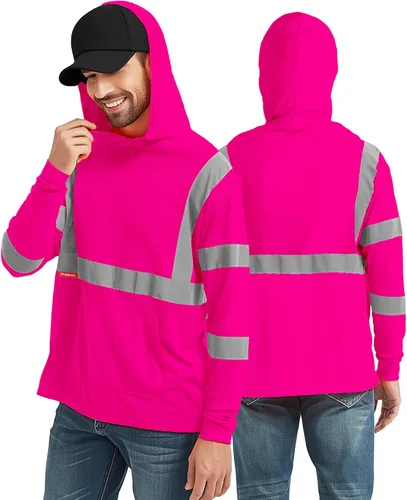Miniatura 28 de ProtectX Camisas de manga larga de alta visibilidad, camiseta de seguridad reflectante de alta visibilidad para hombres y mujeres, camisa de Azul