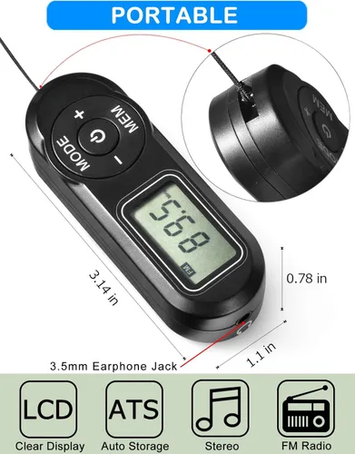 Miniatura 3 de Radio portátil, sintonizador digital ZHIWHIS FM con la mejor recepción, receptor de transistor de bolsillo con sonido estéreo, walkmen a batería