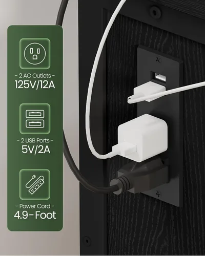 Miniatura 3 de CHOEZON Escritorio plegable moderno para computadora de 31.5 pulgadas con tomas de corriente, ruedas, almacenamiento, perfecto para espacios Negro