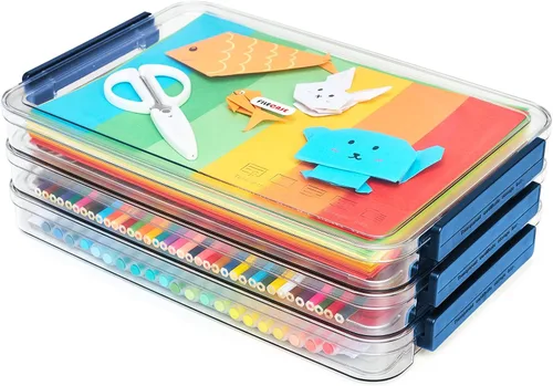 Miniatura 10 de CATOOMUU - Juego de 2 cajas de almacenamiento de 5.5 cuartos de galón, 9 x 13, de plástico, portátiles, con cierre de presión, transparentes