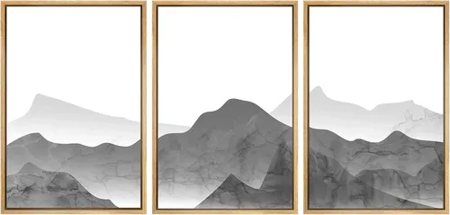 Miniatura 143 de SIGNWIN Lienzo enmarcado para pared, juego de arte tranquilo con reflejo de lago, acuarela, montaña y agua, ilustraciones modernas, arte abstracto