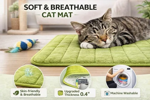 Miniatura 4 de Tapete lavable para cama de mascotas (23.6 x 15.8 pulgadas), paquete de 3 unidades para uso en interiores y exteriores, tapete suave para dormir
