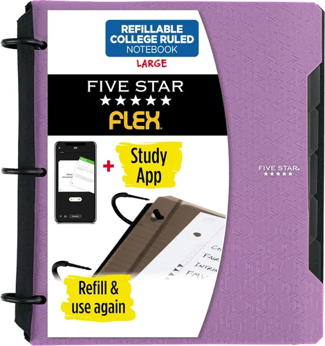 Miniatura 13 de Five Star Flex - Cuaderno recargable + aplicación de estudio, papel rayado universitario y carpeta de anillos TechLock de 1 pulgada con bolsillos
