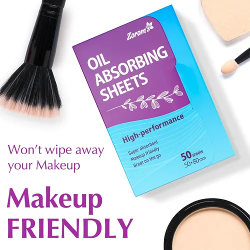 Miniatura 4 de Hojas absorbentes de aceite de alto rendimiento para la cara, paquete de 3 (150 hojas), papeles secantes aptos para maquillaje para piel grasa